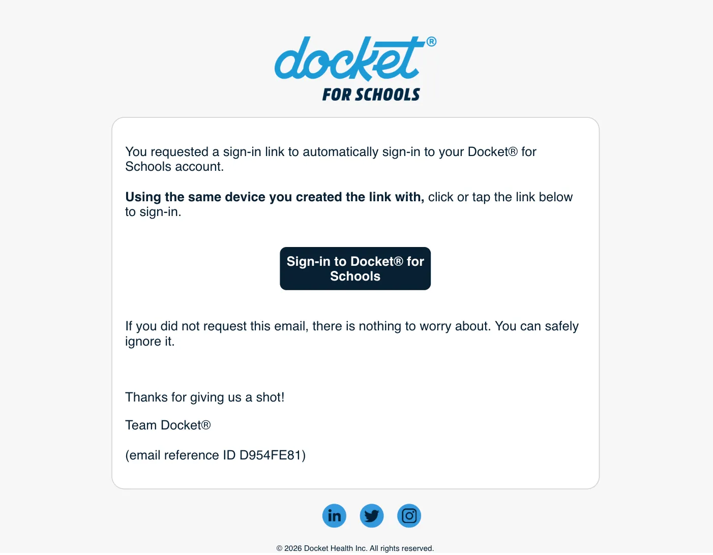Step 3: Click the link to complete sign-in
